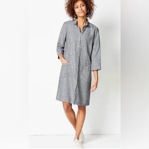 Jill Love 100% Linen Stripped Shirt Dress NWOT Size XS Charcoal/White